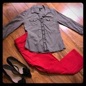 H&M button-up gingham top